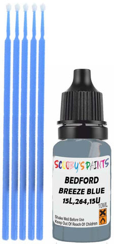 Close-up chip repair on 1992-1996 Bedford All in factory Breeze Blue (paint code 15L,264,15U)