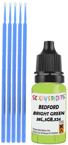 Close-up chip repair on 1979-1981 Bedford All in factory Bright Green (paint code 38L,5GB,324)