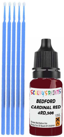 Close-up chip repair on 1976-1977 Bedford All in factory Cardinal Red (paint code 4RD,508)