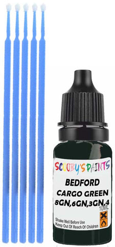 Close-up chip repair on 1976-1977 Bedford All in factory Cargo Green (paint code 8GN,6GN,3GN,45L,556)