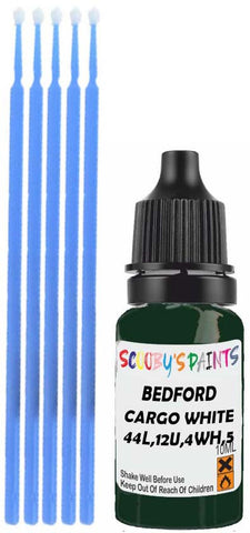 Close-up chip repair on 1976-1978 Bedford All in factory Cargo White (paint code 44L,12U,4WH,5WH,552)