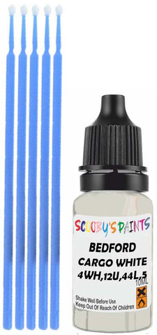 Close-up chip repair on 1976-1978 Bedford All in factory Cargo White (paint code 4WH,12U,44L,5WH,552)