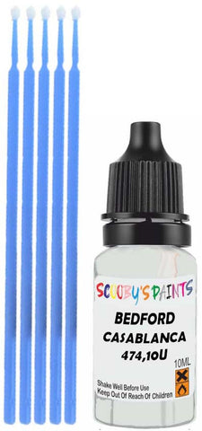 Close-up chip repair on 1988-2018 Bedford All in factory Casablanca White (paint code 474,10U)