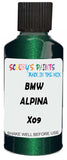 Detail brush applying Green Metallic to a small door scratch on an Bmw Alpina, clean OEM finish