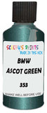 Detail brush applying Green Metallic to a small door scratch on an Bmw 7-Series, clean OEM finish