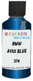 Detail brush applying Blue Metallic to a small door scratch on an Bmw 7-Series, clean OEM finish
