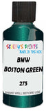 Detail brush applying Green Metallic to a small door scratch on an Bmw M3, clean OEM finish