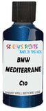 Detail brush applying Blue Metallic to a small door scratch on an Bmw 6-Series Cabrio, clean OEM finish