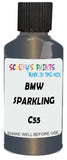 Detail brush applying Grey Metallic to a small door scratch on an Bmw 7-Series, clean OEM finish