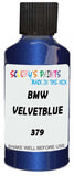 Detail brush applying Blue Metallic to a small door scratch on an Bmw M4, clean OEM finish