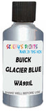 Detail brush applying Blue Metallic to a small door scratch on an Buick Century, clean OEM finish