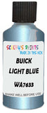 Detail brush applying Blue Metallic to a small door scratch on an Buick Lesabre, clean OEM finish