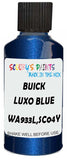 Detail brush applying Blue Metallic to a small door scratch on an Buick Encore, clean OEM finish