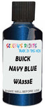 Detail brush applying Blue Metallic to a small door scratch on an Buick Century, clean OEM finish