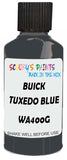 Detail brush applying Blue Solid to a small door scratch on an Buick Lesabre, clean OEM finish