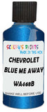 Detail brush applying Blue Metallic to a small door scratch on an Chevrolet Cavalier, clean OEM finish