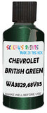 Detail brush applying Green Metallic to a small door scratch on an Chevrolet Camaro, clean OEM finish