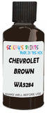 Detail brush applying Brown Solid to a small door scratch on an Chevrolet Trucks, clean OEM finish