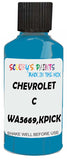 Detail brush applying Blue Solid to a small door scratch on an Chevrolet C/K Pickup, clean OEM finish