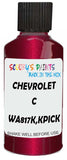 Detail brush applying Red Metallic to a small door scratch on an Chevrolet C/K Pickup, clean OEM finish