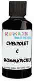 Detail brush applying Black Solid to a small door scratch on an Chevrolet C/K Pickup, clean OEM finish