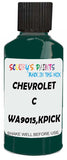 Detail brush applying Green Solid to a small door scratch on an Chevrolet C/K Pickup, clean OEM finish