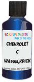Detail brush applying Blue Metallic to a small door scratch on an Chevrolet C/K Pickup, clean OEM finish