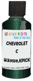 Detail brush applying Green Metallic to a small door scratch on an Chevrolet C/K Pickup, clean OEM finish