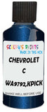 Detail brush applying Blue Metallic to a small door scratch on an Chevrolet C/K Pickup, clean OEM finish
