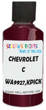 Detail brush applying Red Metallic to a small door scratch on an Chevrolet C/K Pickup, clean OEM finish
