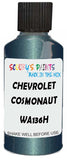 Detail brush applying Green Metallic to a small door scratch on an Chevrolet Traverse, clean OEM finish