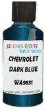 Detail brush applying Blue Metallic to a small door scratch on an Chevrolet Trucks, clean OEM finish