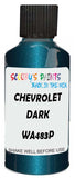 Detail brush applying Blue Metallic to a small door scratch on an Chevrolet Aveo-5, clean OEM finish