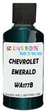 Detail brush applying Green Metallic to a small door scratch on an Chevrolet Tahoe, clean OEM finish