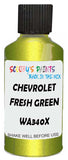 Detail brush applying Green Metallic to a small door scratch on an Chevrolet Creative, clean OEM finish