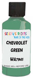 Detail brush applying Green Solid to a small door scratch on an Chevrolet Blazer, clean OEM finish