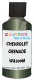 Detail brush applying Green Metallic to a small door scratch on an Chevrolet Colorado, clean OEM finish