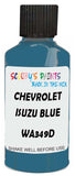 Detail brush applying Blue Solid to a small door scratch on an Chevrolet Kodiak, clean OEM finish