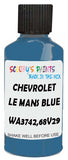 Detail brush applying Blue Solid to a small door scratch on an Chevrolet Camaro, clean OEM finish