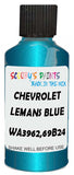 Detail brush applying Blue Metallic to a small door scratch on an Chevrolet Corvette, clean OEM finish