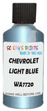 Detail brush applying Blue Metallic to a small door scratch on an Chevrolet Corvette, clean OEM finish