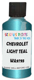 Detail brush applying Blue Metallic to a small door scratch on an Chevrolet Trucks, clean OEM finish