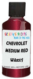 Detail brush applying Red Metallic to a small door scratch on an Chevrolet Tracker, clean OEM finish
