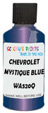 Detail brush applying Blue Metallic to a small door scratch on an Chevrolet Cobalt, clean OEM finish