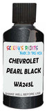 Detail brush applying Black Metallic to a small door scratch on an Chevrolet Aveo, clean OEM finish