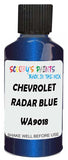 Detail brush applying Blue Metallic to a small door scratch on an Chevrolet Blazer, clean OEM finish