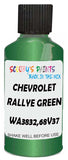 Detail brush applying Green Metallic to a small door scratch on an Chevrolet Camaro, clean OEM finish