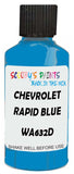 Detail brush applying Blue Solid to a small door scratch on an Chevrolet Camaro, clean OEM finish
