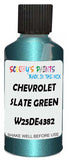 Detail brush applying Green Metallic to a small door scratch on an Chevrolet Trucks, clean OEM finish