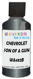 Detail brush applying Grey Metallic to a small door scratch on an Chevrolet Chevy, clean OEM finish